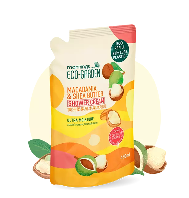 Mannings Eco-Garden Macadamia & Shea Butter Ultra Moisture Shower Cream (Refill Pouch) 450ml